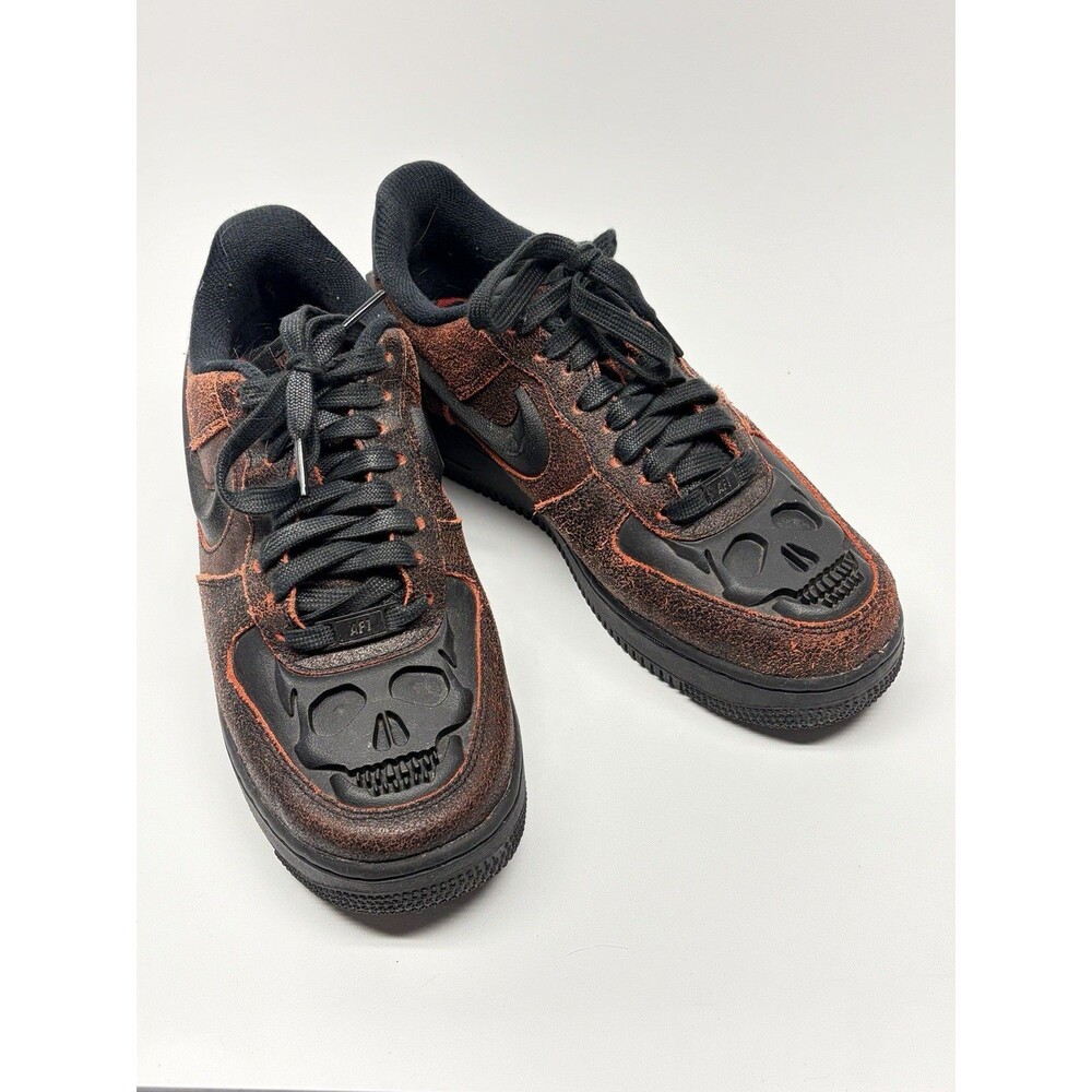 Nike Air Force 1 Low Skull Toe Box Sneakers Men's US 8 Black Rust Halloween